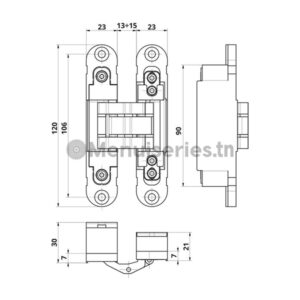 Charnière invisible IN235 tunisie menuiseries.tn menuiserie menuisier cuisine dressing couvre chant mdf PVC