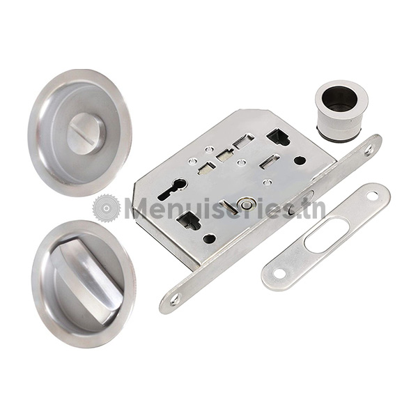 Kit coulissant poignée & serrure nickel satiné tunisie menuiseries.tn menuiserie menuisier cuisine dressing couvre chant mdf PVC