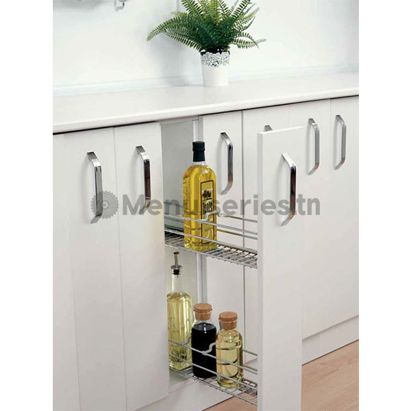 Porte-bouteille avec rail de frein télescopique latéral tunisie menuiseries.tn menuiserie menuisier cuisine dressing couvre chant mdf PVC